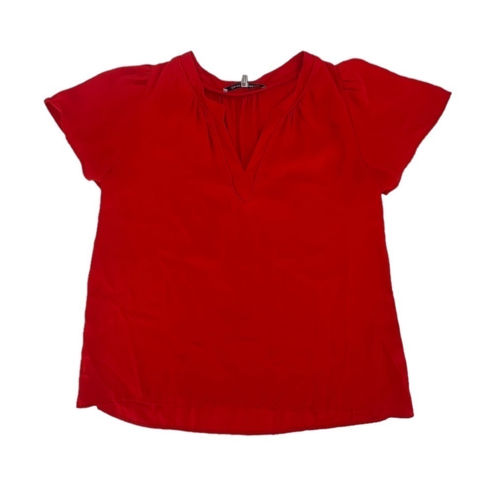 Collective Concepts Short Sleeve V-Neck Flutter Sleeve Blouse Size Small Women's